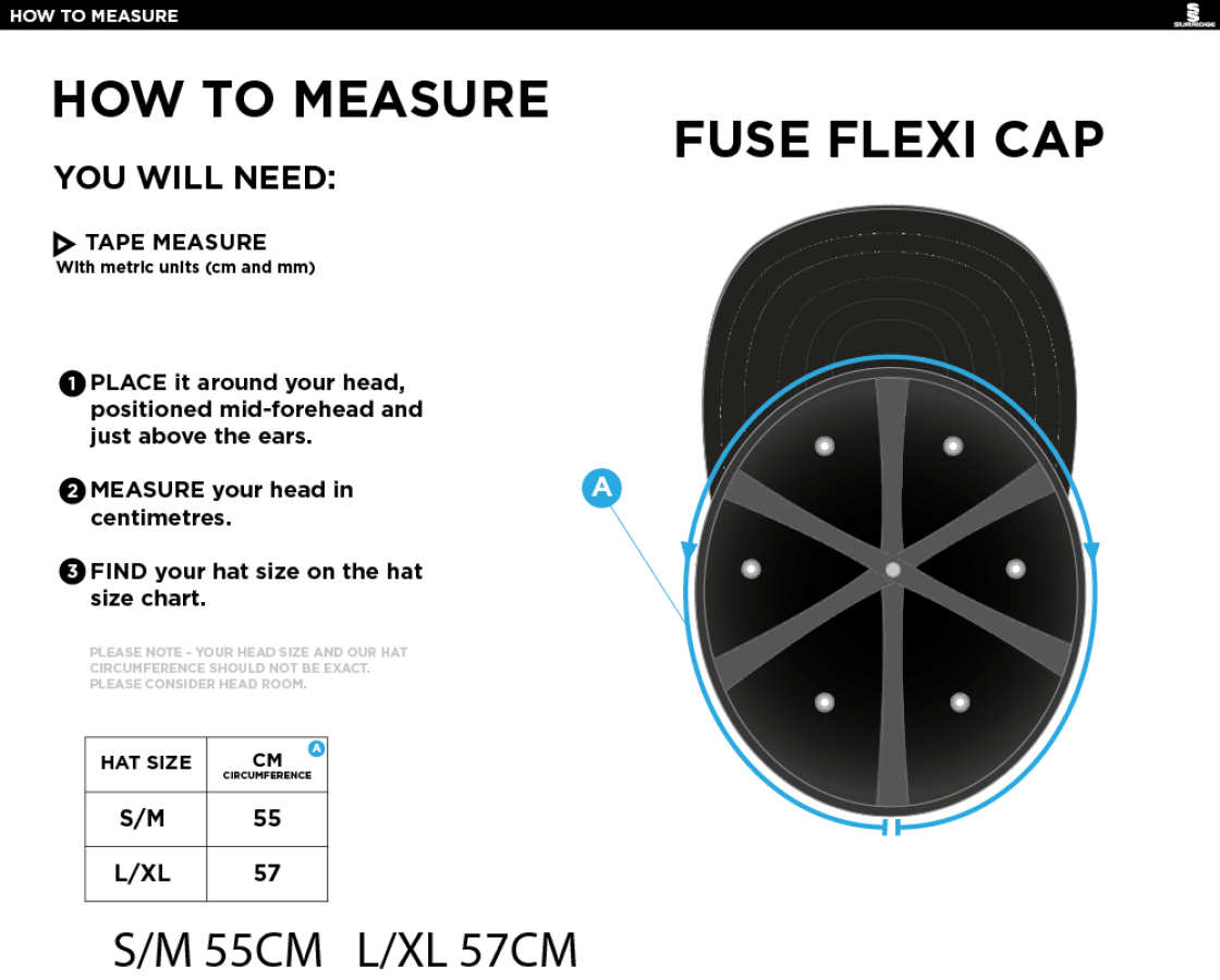 HYTHE & DIBDEN CC Fuse Flexi Cap - Bottle - Size Guide