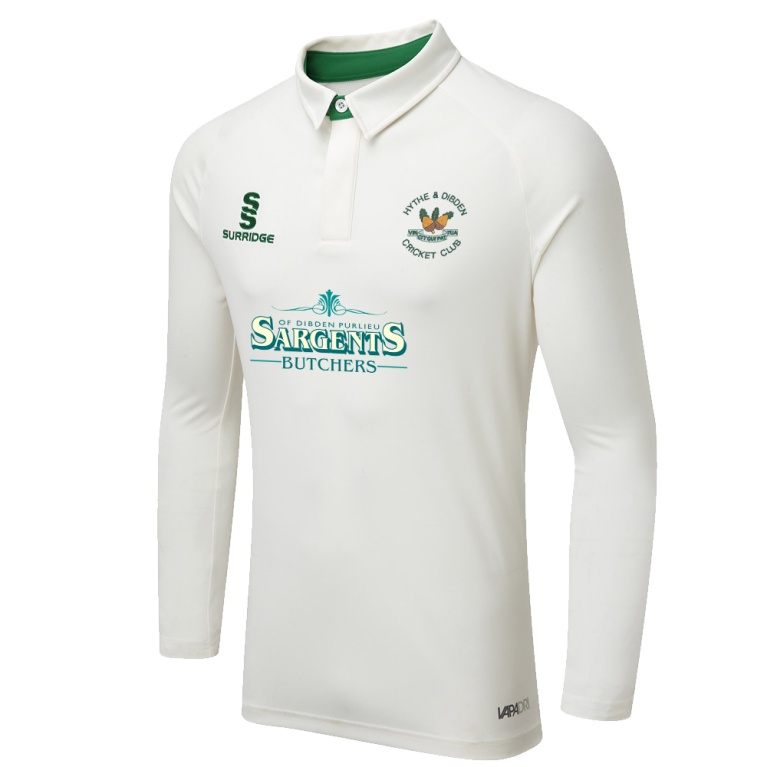 Hythe & Dibden CC - Ergo Long Sleeve Green Trim Shirt