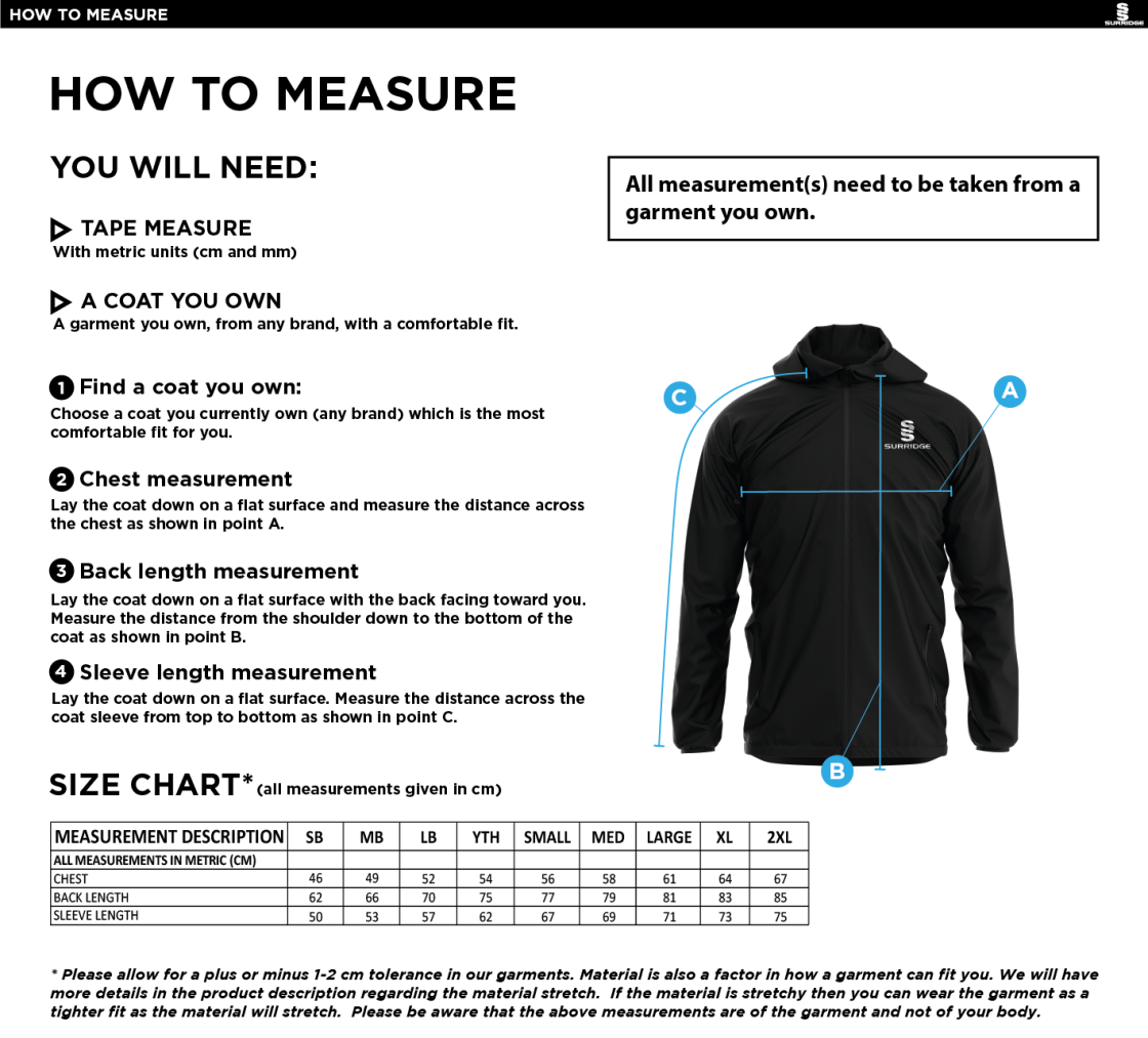 HYTHE & DIBDEN CC Dual Elite 1/4 Zip Hoody / Rain Jacket : Black - Size Guide