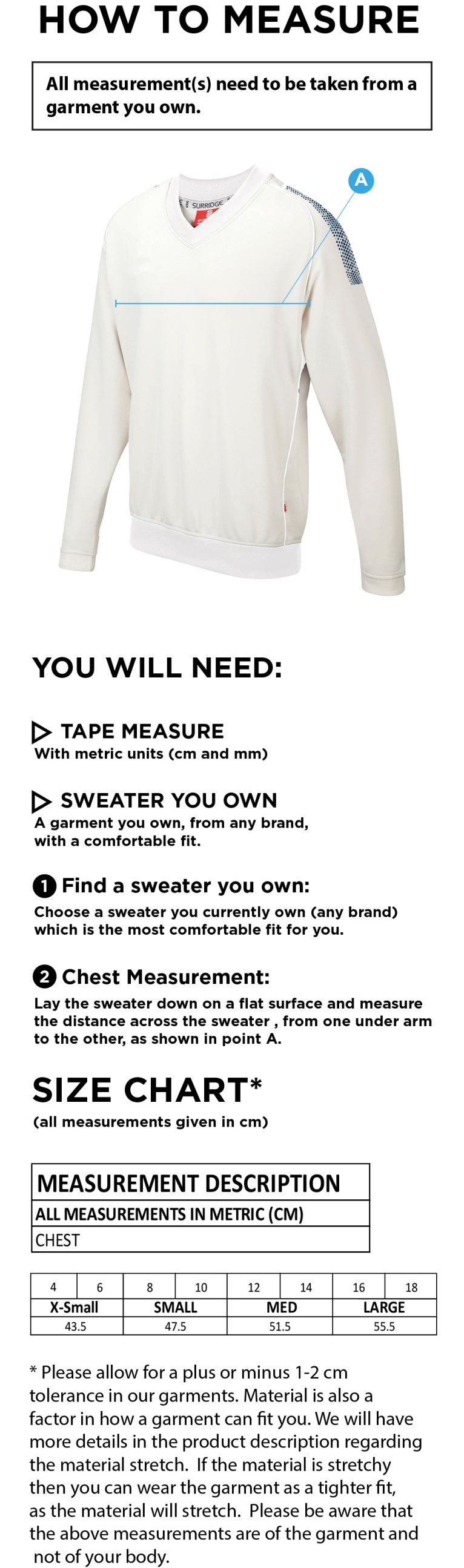 HYTHE & DIBDEN CC BLAST LONG SLEEVE WOMEN'S SWEATER - Ivory - Size Guide